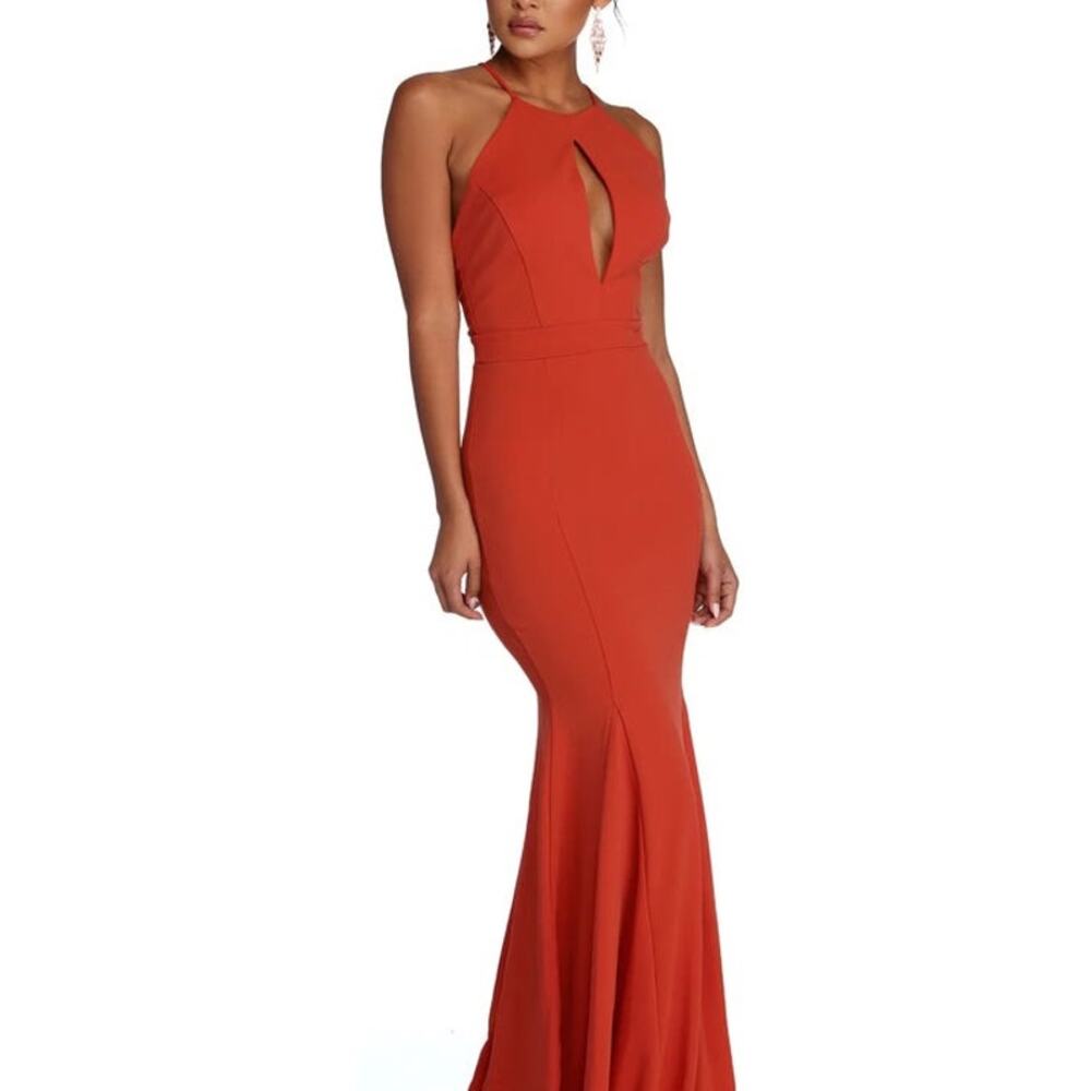 Jay Godfrey-NWT- Coral Red Formal Gown Front Slit Evening Cocktail Sz:12 Ret$295